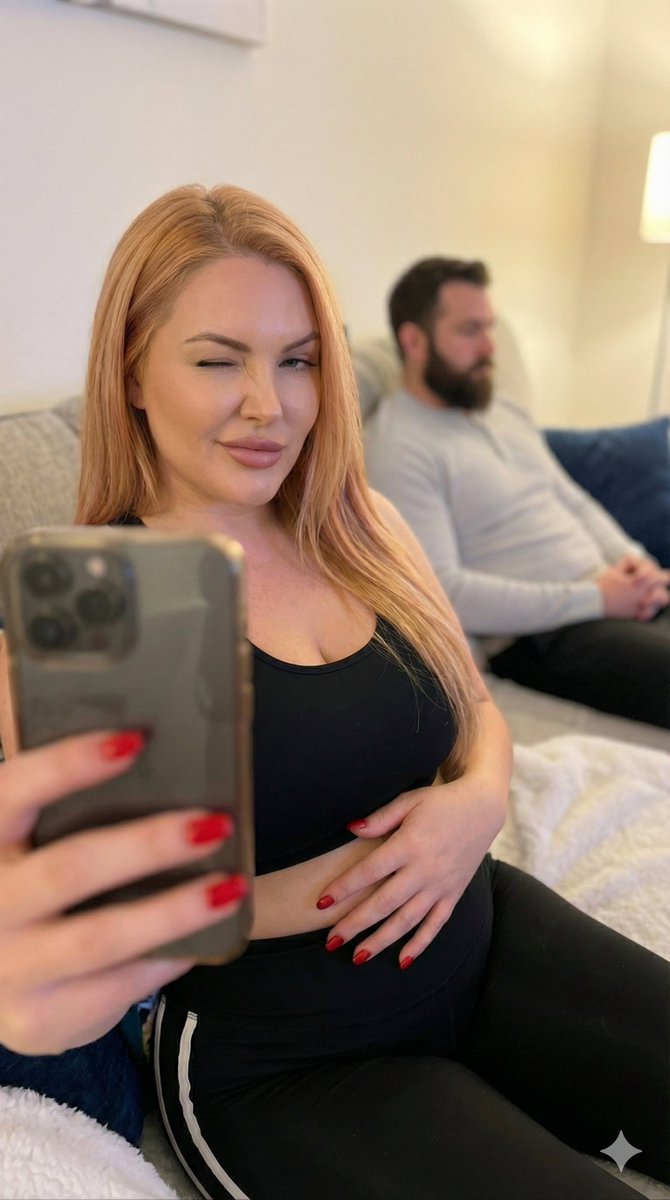 Pregnant Selfie With Unimpressed Partner — Nano Banana Pro image prompt example