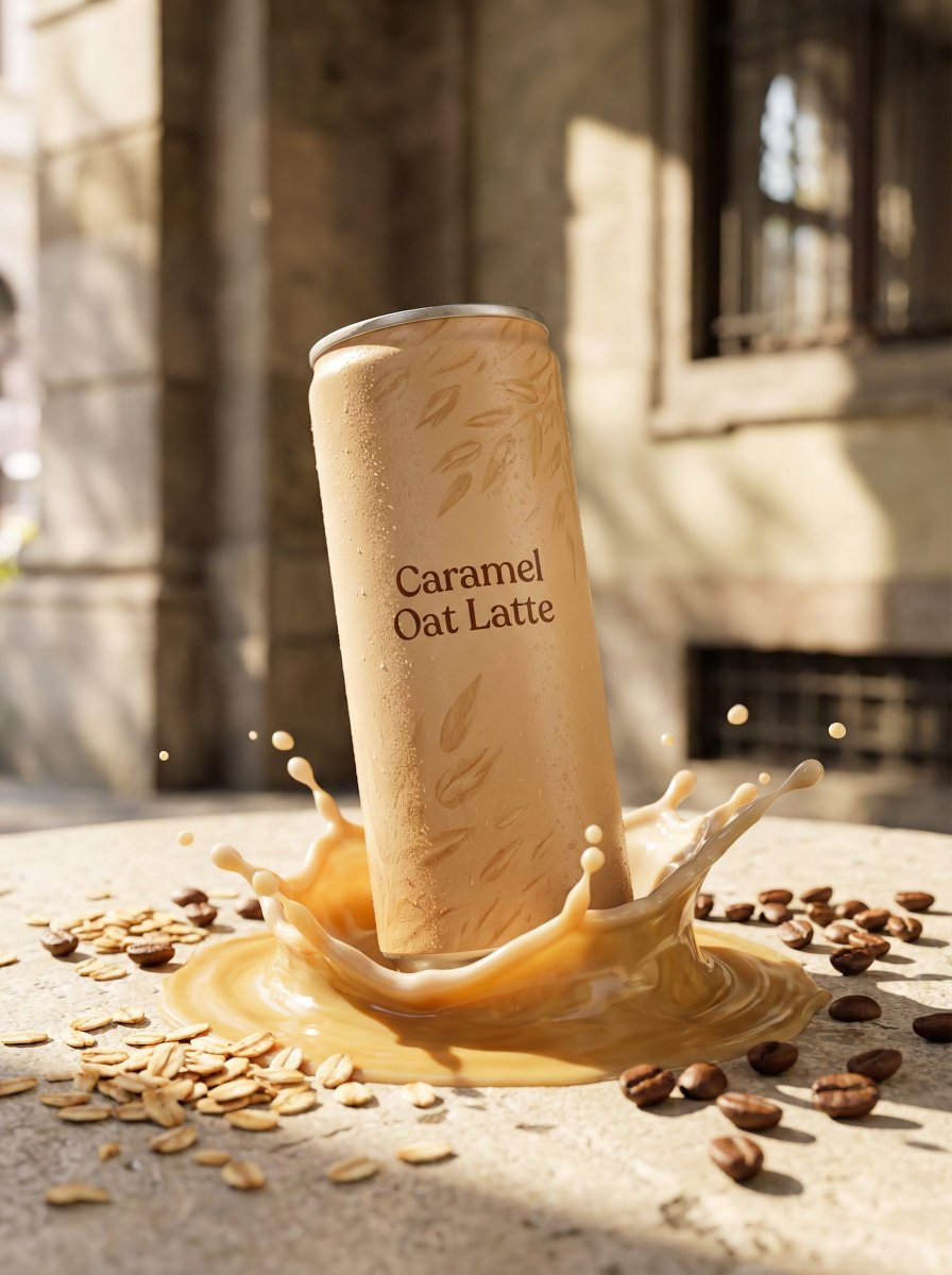 Premium Beverage Product Photography Golden Peach Fizz — Nano Banana Pro image prompt example