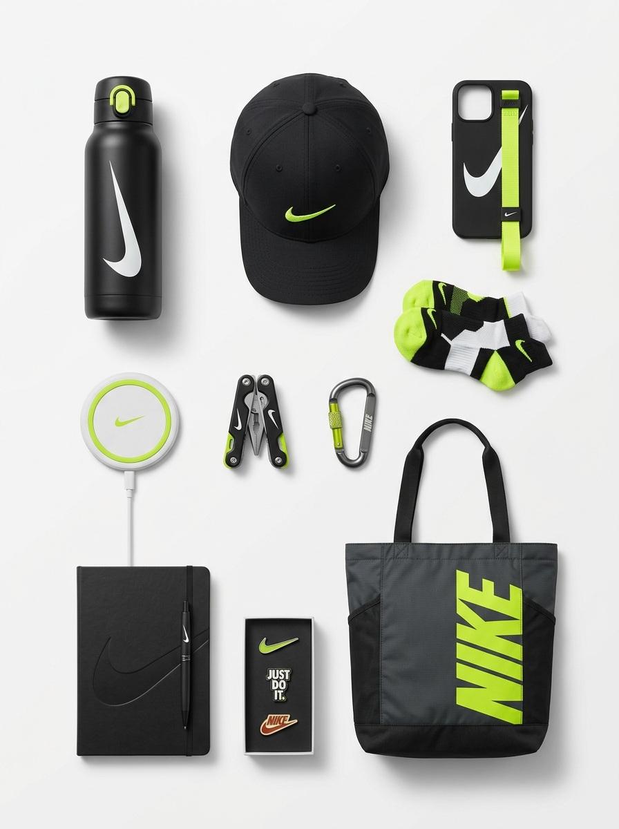 Premium Branded Merchandise Capsule Collection Knolling Perspective — Nano Banana Pro image prompt example
