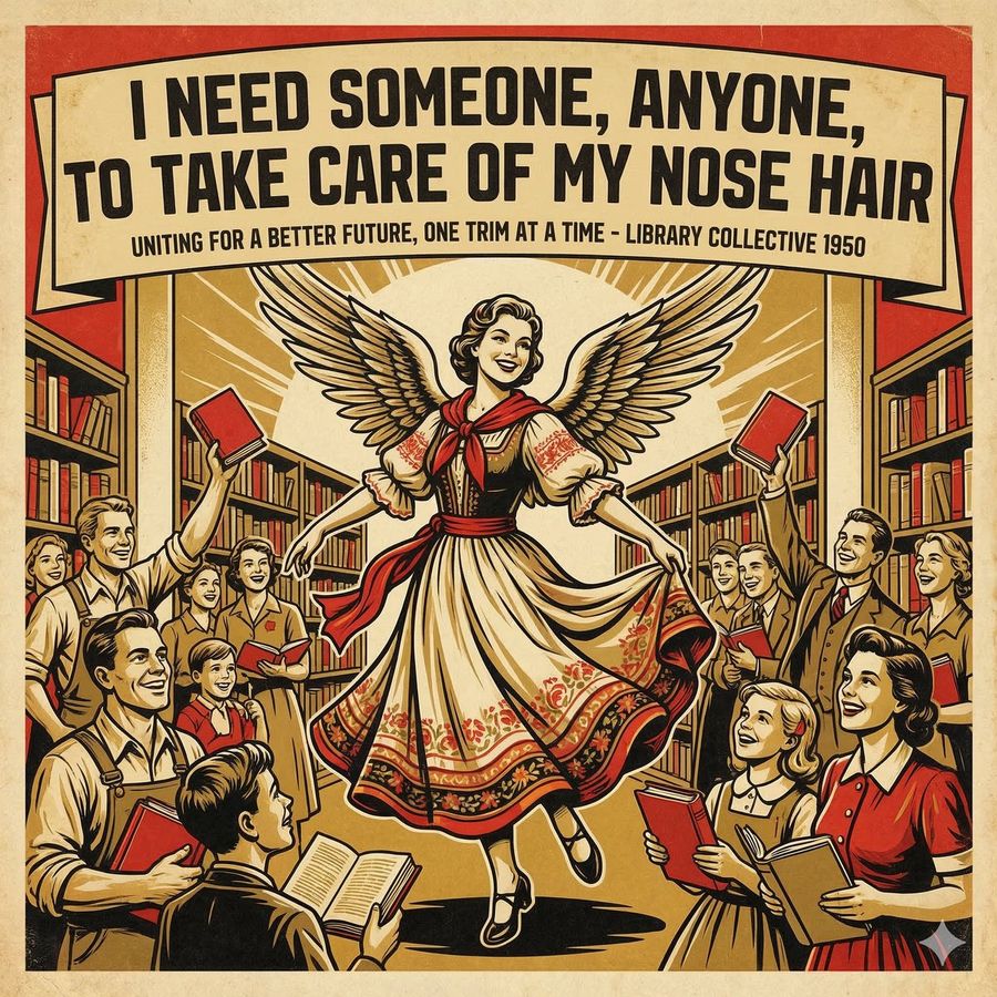 Propaganda Poster Style Nose Hair Horror — Nano Banana Pro image prompt example