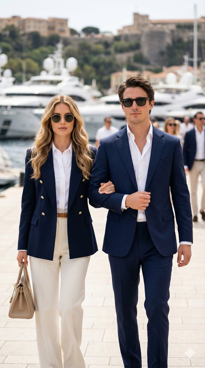 Quiet Luxury Couple On A Marina Promenade — Nano Banana Pro image prompt example