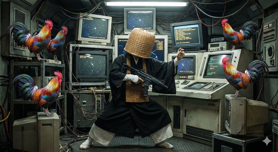 Rainbow Rooster Command Room — Nano Banana Pro image prompt example