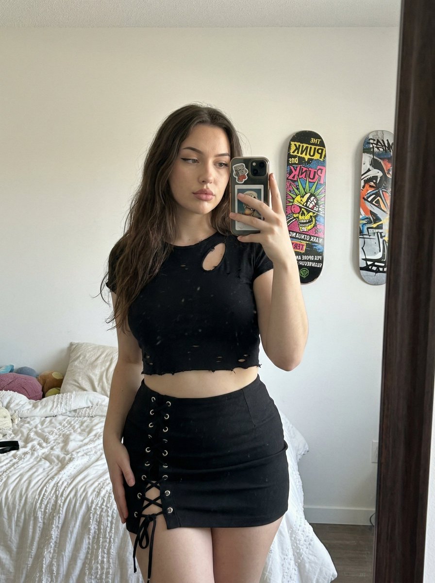 Realistic Curvy Woman Mirror Selfie — Nano Banana Pro image prompt example