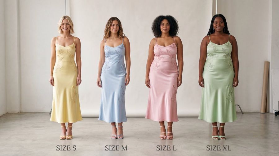 Realistic Size Range Fashion Lineup — Nano Banana Pro image prompt example