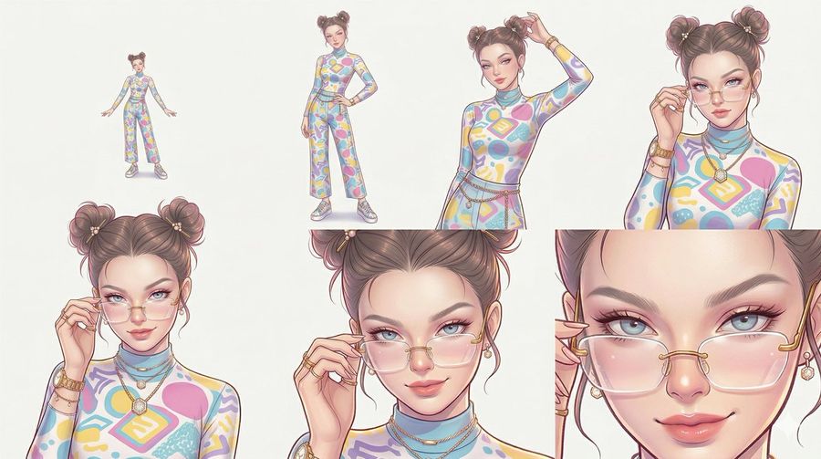Reference Character Posing Grid Study Prompt — generated with Nano Banana Pro