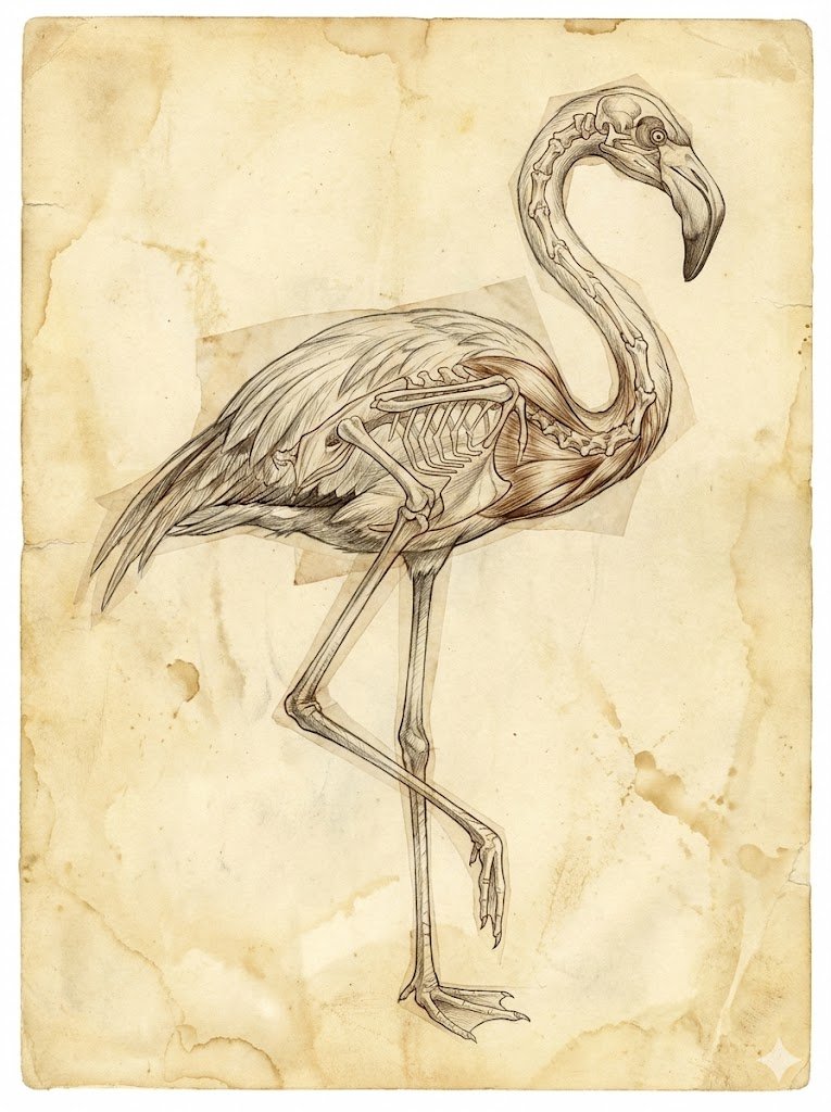Renaissance Anatomical Study Of A Flamingo — Nano Banana Pro image prompt example