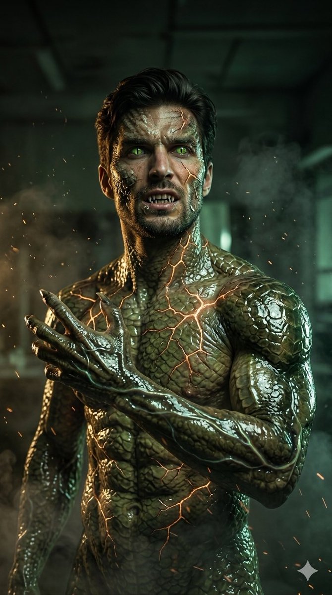 Reptilian Transformation Cinematic Lab — Nano Banana Pro image prompt example