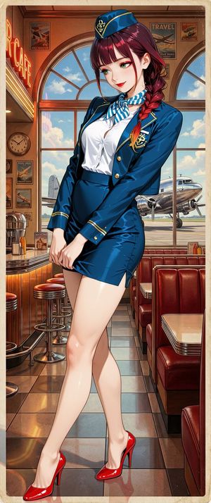 Retro American Pinup Background Prompt Airport Cafe — Nano Banana Pro image prompt example