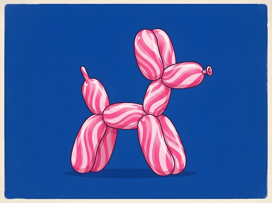 Retro Minimalist Balloon Dog Illustration — Nano Banana Pro image prompt example