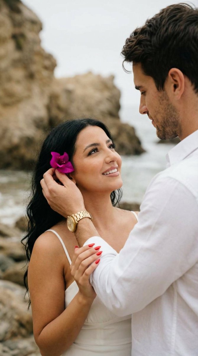 Romantic Beach Couple Closeup With Identity Preservation — Nano Banana Pro image prompt example