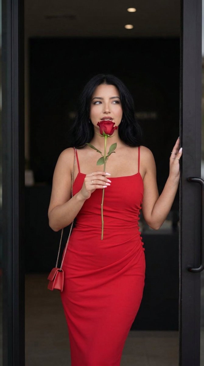 Romantic Fashion Portrait With Red Rose — Nano Banana Pro image prompt example