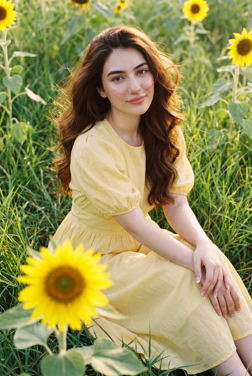 Romantic Sunflower Field Portrait — Nano Banana Pro image prompt example