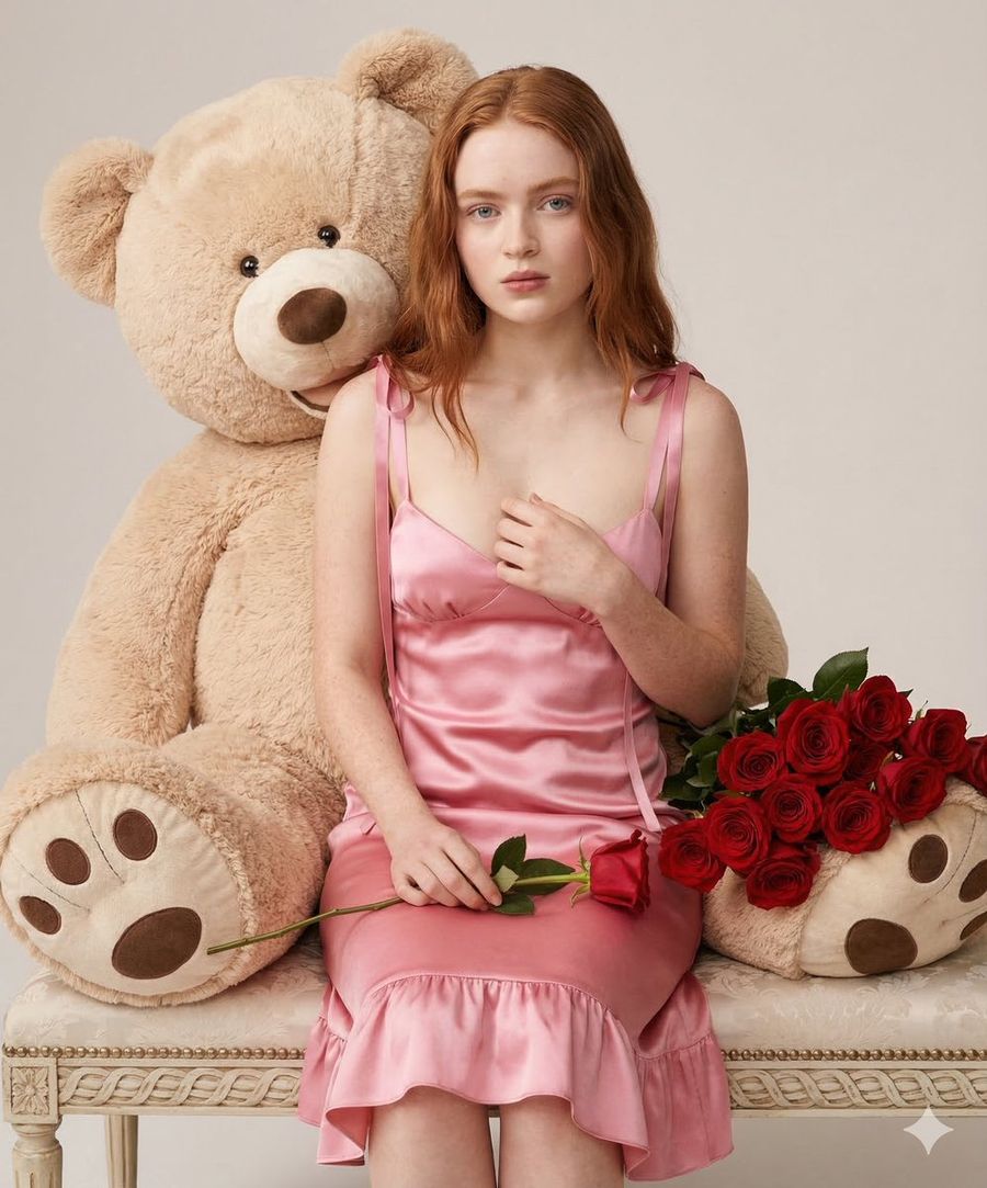 Romantic Teddy Bear Fashion Photography — Nano Banana Pro image prompt example