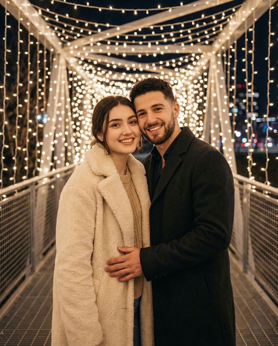 Romantic Winter Couple Portrait With Identity Lock — Nano Banana Pro image prompt example