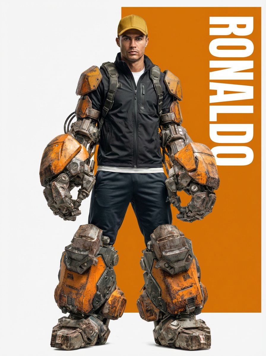 Ronaldo Futuristic Exoskeleton Portrait Prompt — Nano Banana Pro image prompt example