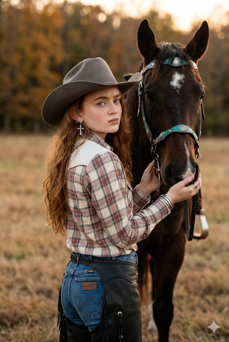 Rustic Cowgirl Portrait With Horse — Nano Banana Pro image prompt example