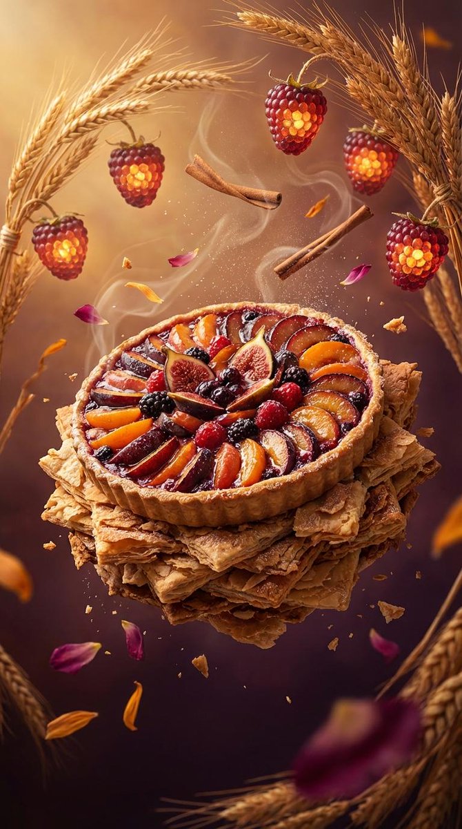 Rustic Fruit Tart Floating In A Dream Orchard Video Prompt — Nano Banana Pro image prompt example