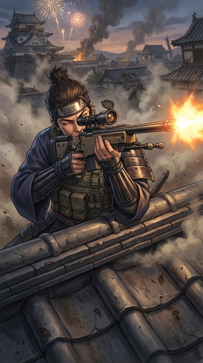 Samurai Sniper Dynamic Battle Scene Prompt — Nano Banana Pro image prompt example