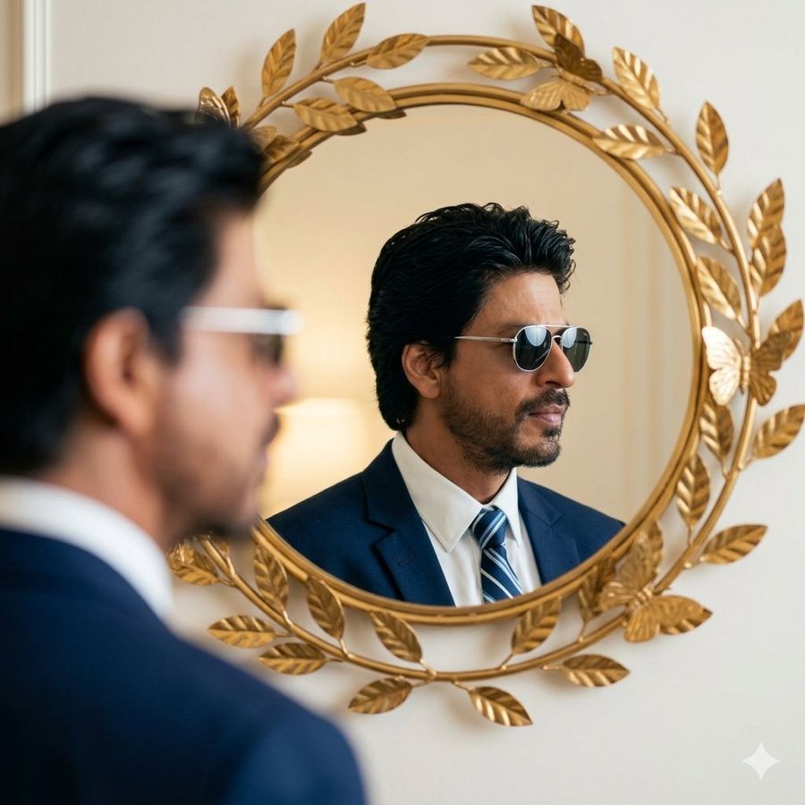 Shah Rukh Khan Reflection Portrait Prompt — Nano Banana Pro image prompt example