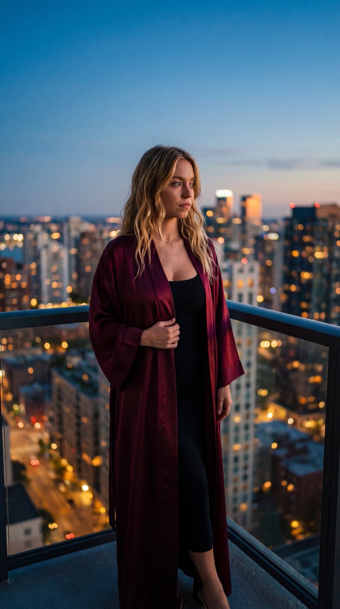 Silk Kimono Balcony Portrait — Nano Banana Pro image prompt example
