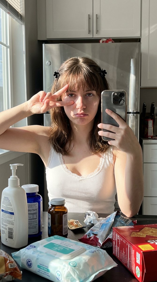Simulated Iphone 14 Pro Selfie In Harsh Lighting — Nano Banana Pro image prompt example