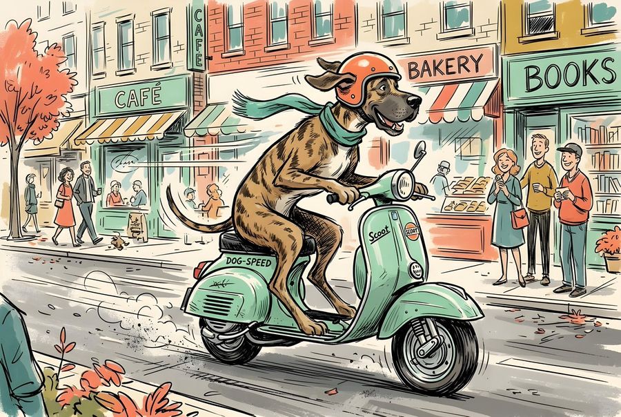 Sketchy Illustration Of Dog On Scooter — Nano Banana Pro image prompt example