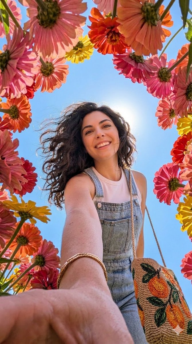 Smartphone Selfie With Flowers — Nano Banana Pro image prompt example