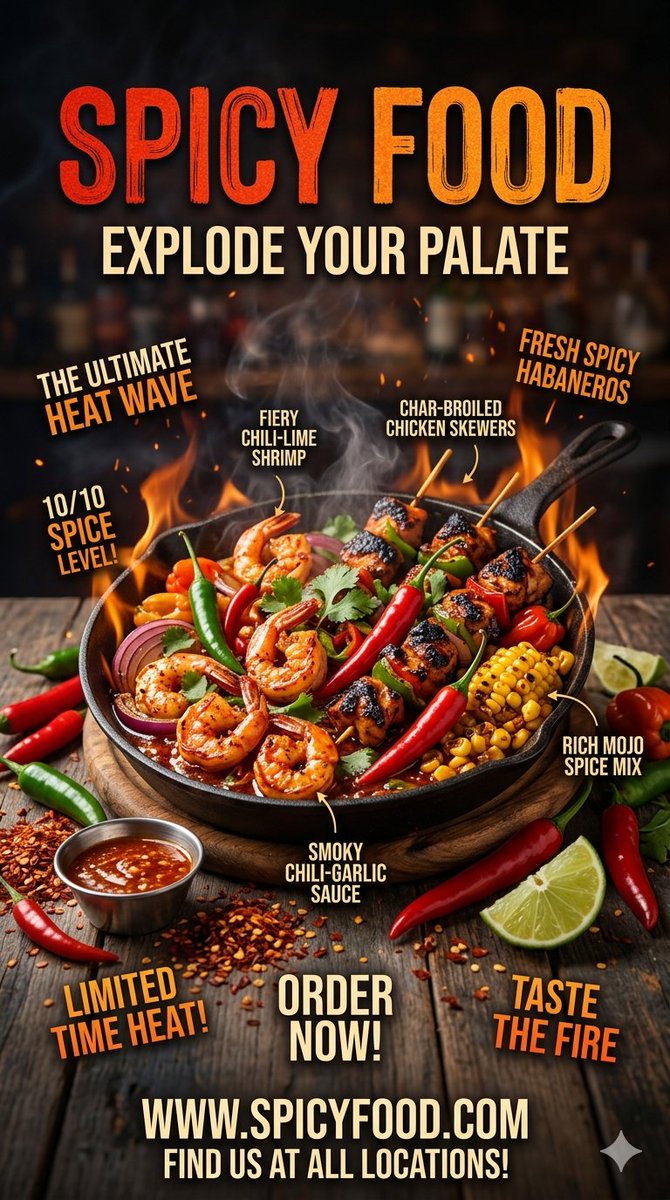 Spicy Food Restaurant Poster Prompt — Nano Banana Pro image prompt example