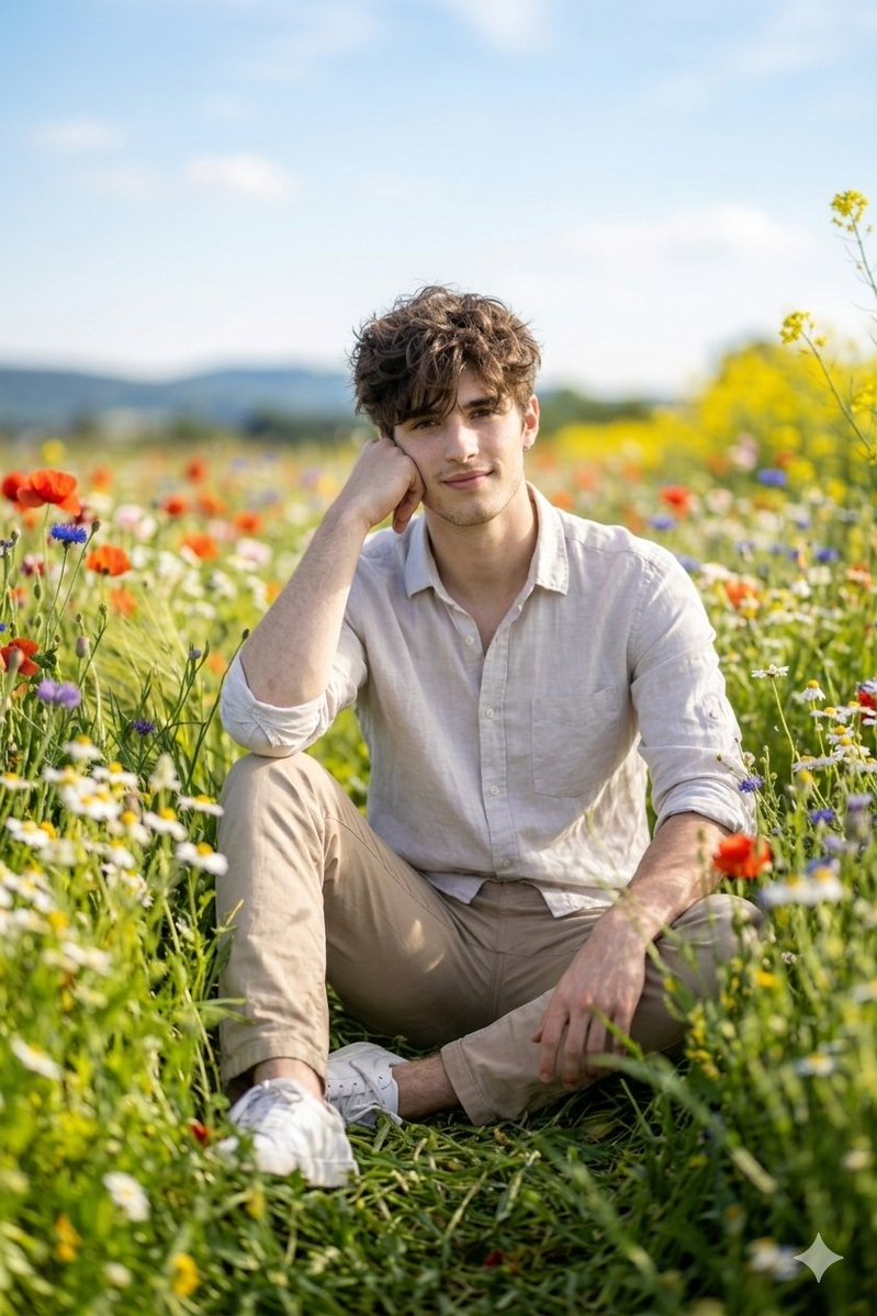 Spring Flower Field Portrait Prompt For Google Gemini Nano Banana Pro — Nano Banana Pro image prompt example