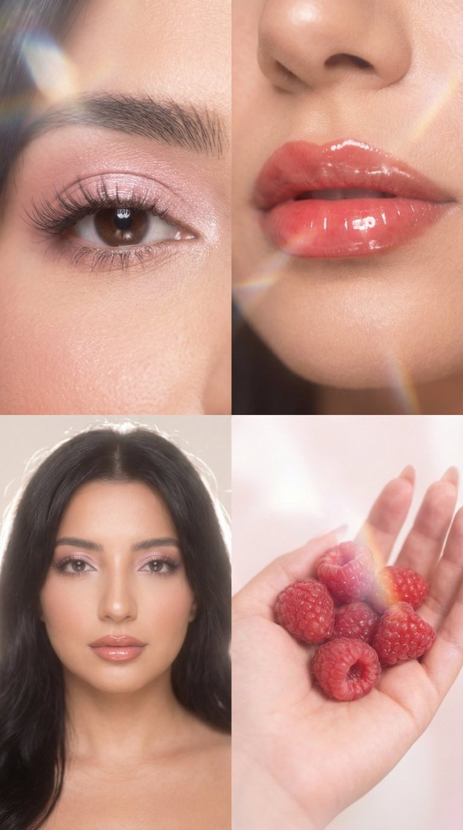Strawberry Milk Glass Lens Beauty Quad Prompt — Nano Banana Pro image prompt example