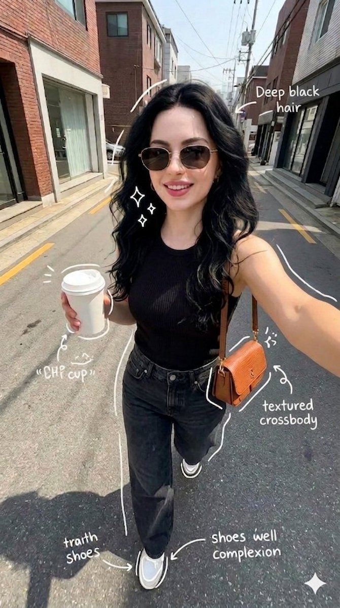 Street Style Selfie With Doodles — Nano Banana Pro image prompt example