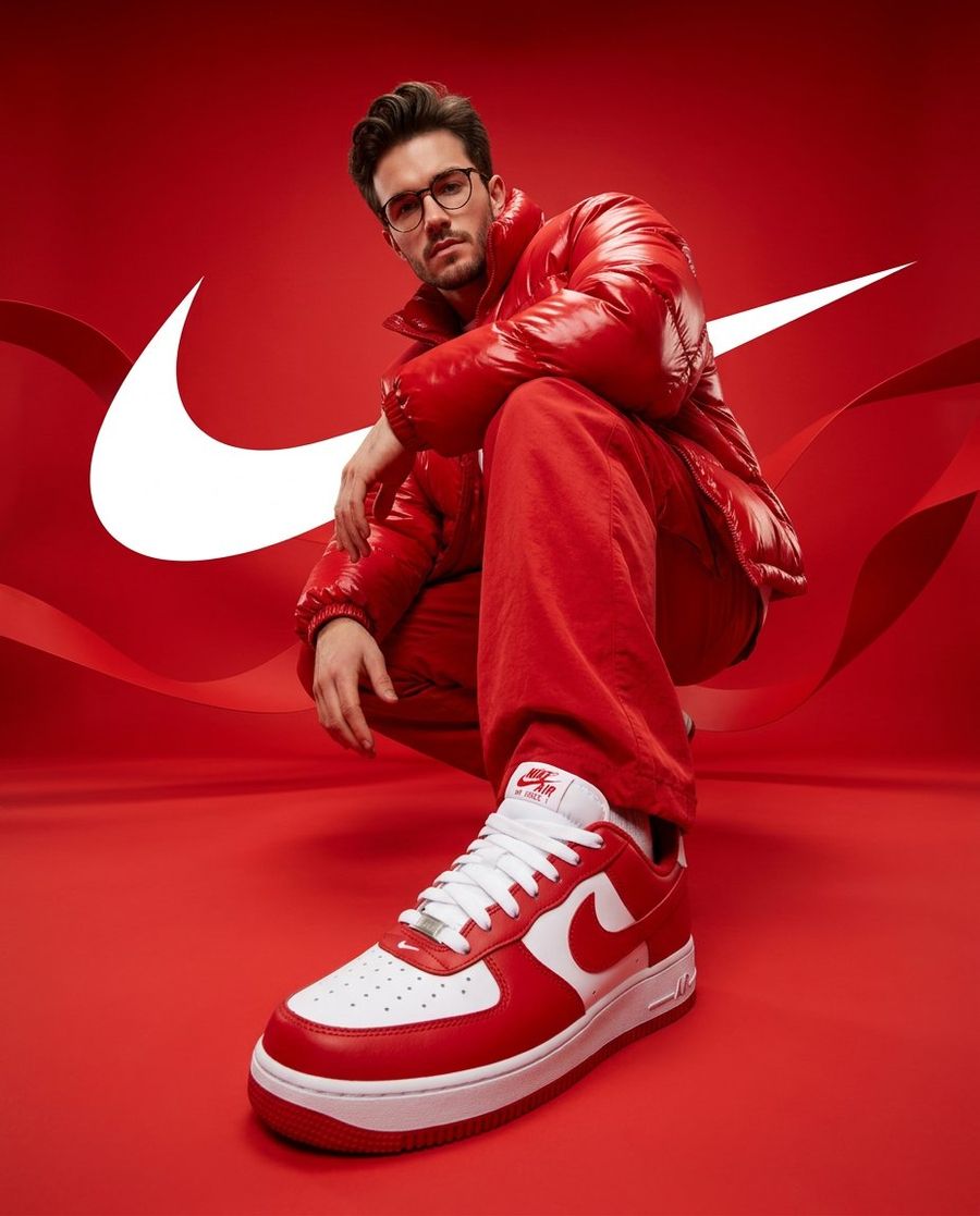 Streetwear Portrait In Red Puffer Jacket — Nano Banana Pro image prompt example