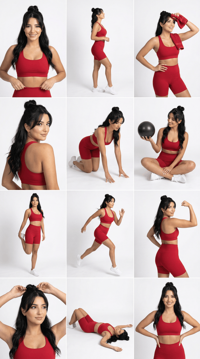 Strict Identity Activewear Grid Generation — Nano Banana Pro image prompt example
