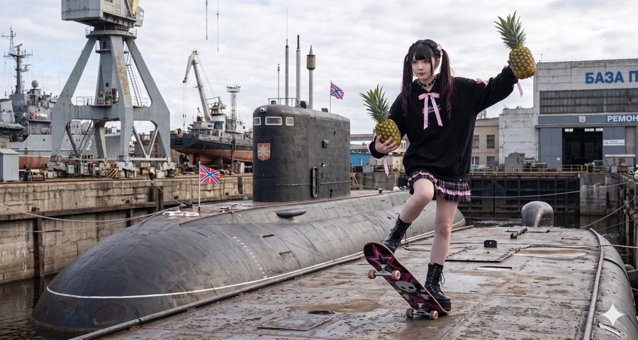 Submarine Base Jirai Girl — Nano Banana Pro image prompt example