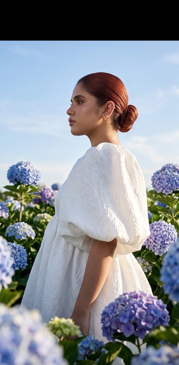 Summer Fashion Hydrangea Field Editorial — Nano Banana Pro image prompt example