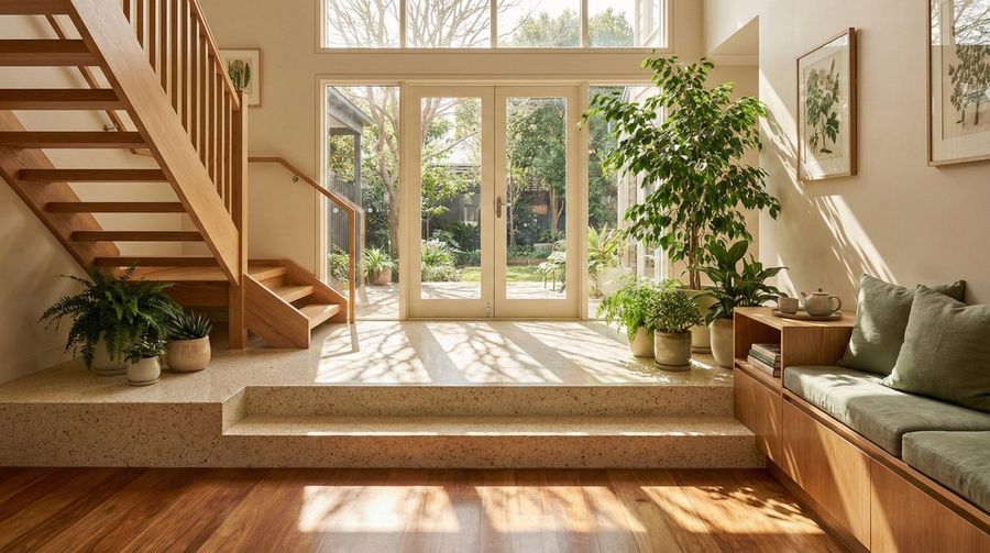 Sun Drenched Modern Entryway Architectural Photograph Prompt Structured — Nano Banana Pro image prompt example