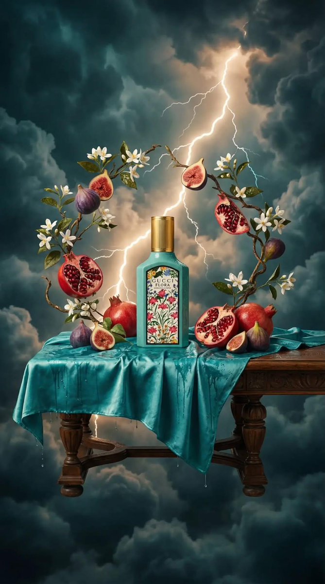 Surreal Baroque Still Life Perfume Ad Prompt — generated with Nano Banana Pro