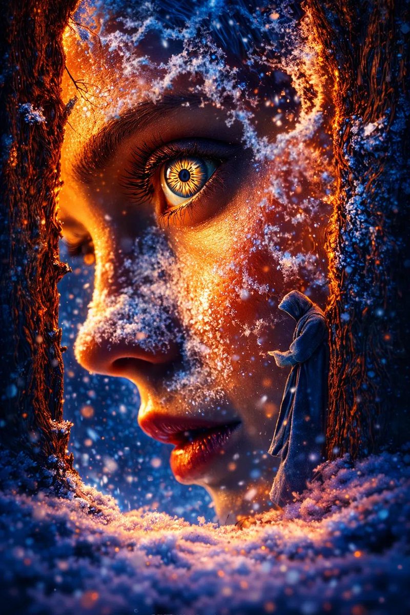 Surreal Fantasy Portrait Prompt Fire And Ice — Nano Banana Pro image prompt example