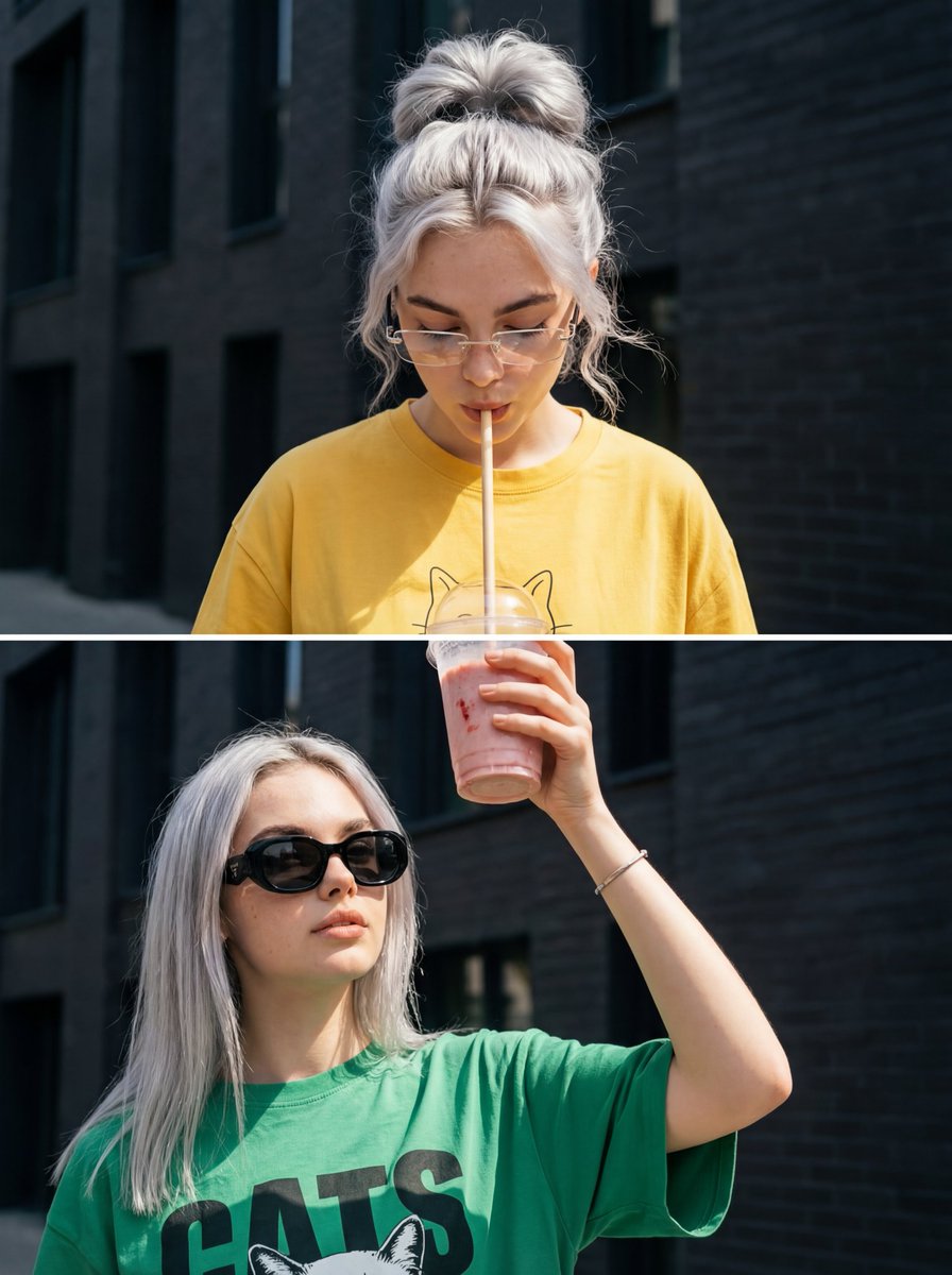 Surreal Interaction Diptych — Nano Banana Pro image prompt example