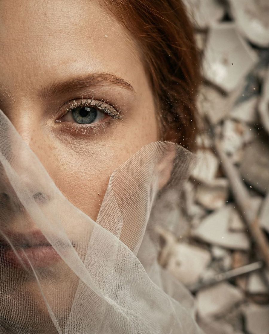 Surreal Macro Portrait With Porcelain Restoration Theme — Nano Banana Pro image prompt example