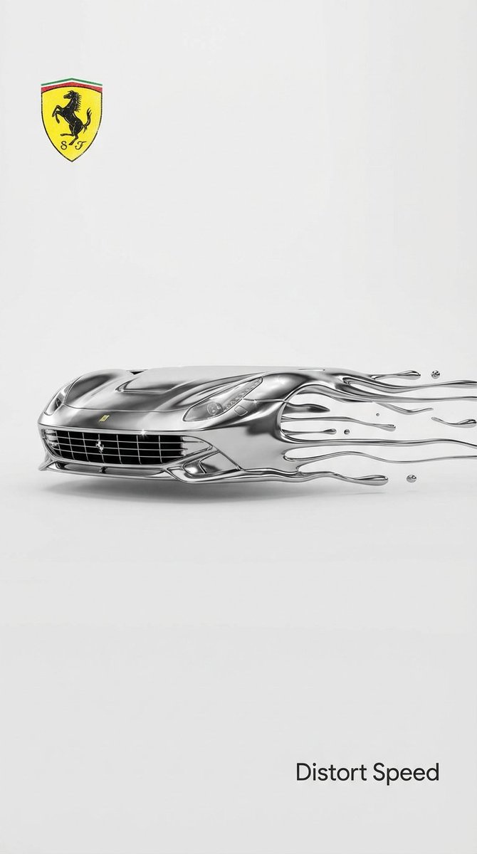 Surreal Minimalist Ferrari Print Ad — Nano Banana Pro image prompt example