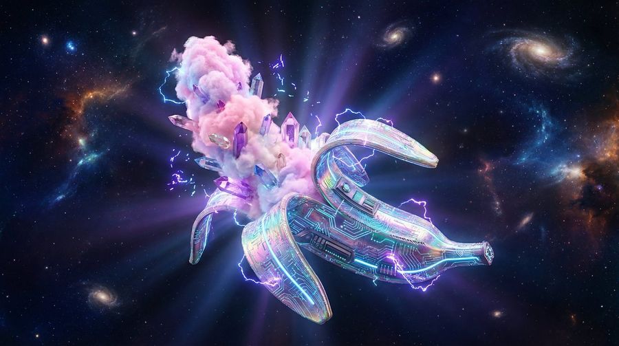 Surreal Nano Circuitry Banana Split — Nano Banana Pro image prompt example