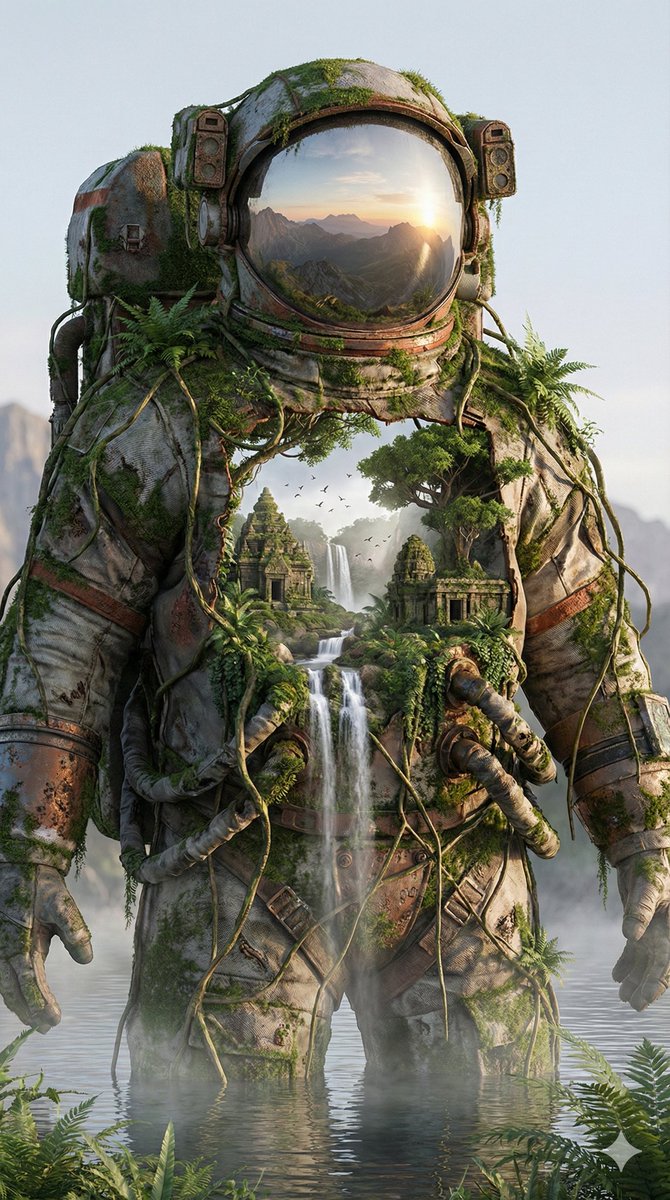 Surreal Nature Meets Sci Fi Astronaut Suit — Nano Banana Pro image prompt example