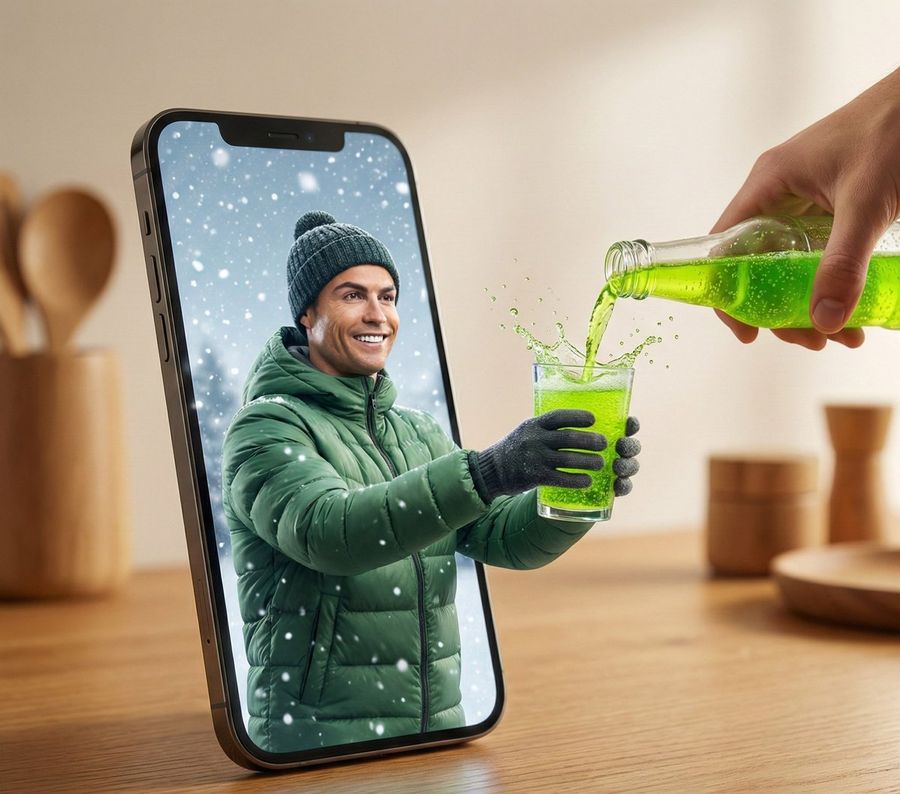 Surreal Smartphone Portal With Frozen Liquid Splash — Nano Banana Pro image prompt example