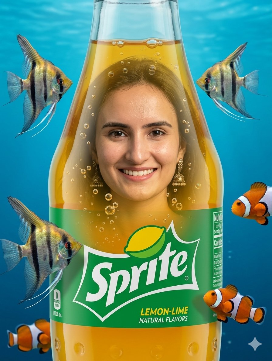Surreal Sprite Bottle Artwork — Nano Banana Pro image prompt example