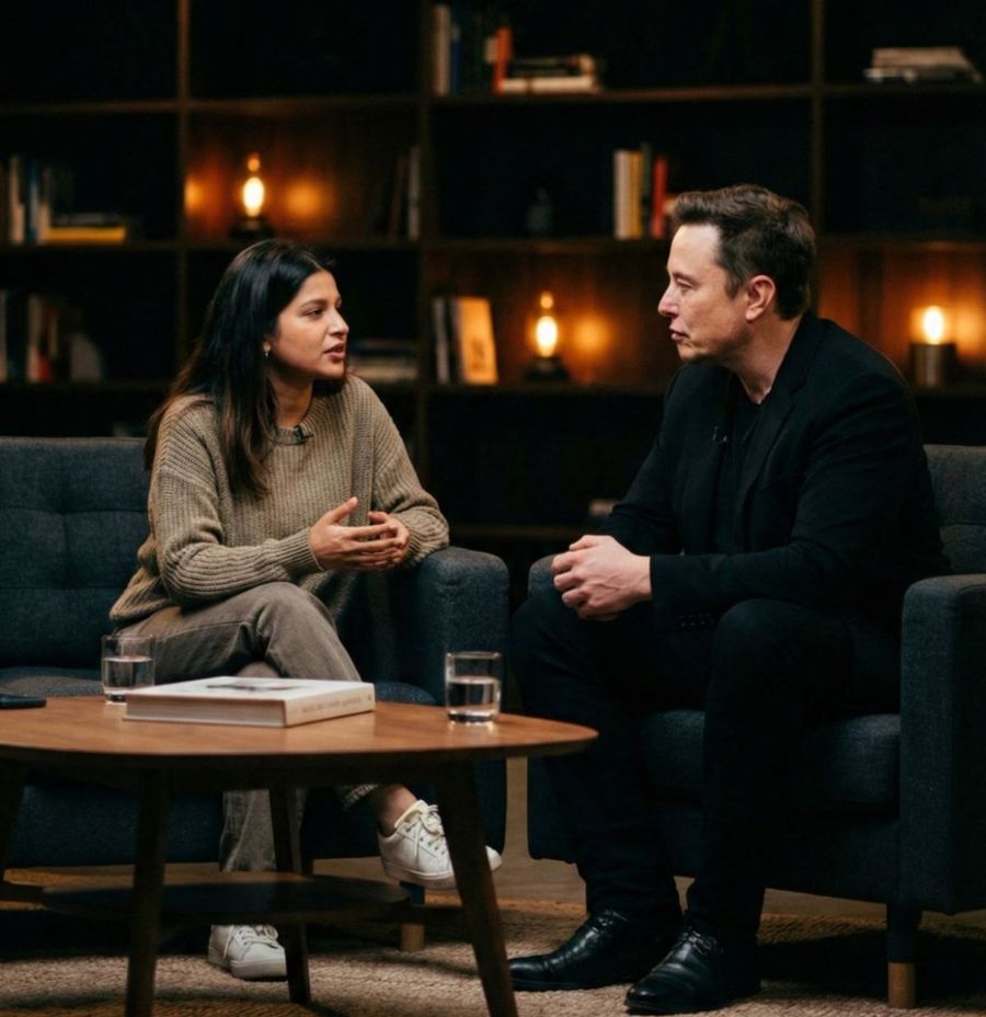 Talk Show Style Celebrity Interview Photo — Nano Banana Pro image prompt example