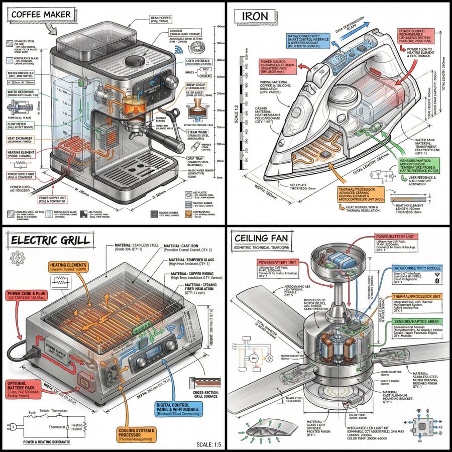 Technical Infographic Of An Object With Isometric 3d View — Nano Banana Pro image prompt example