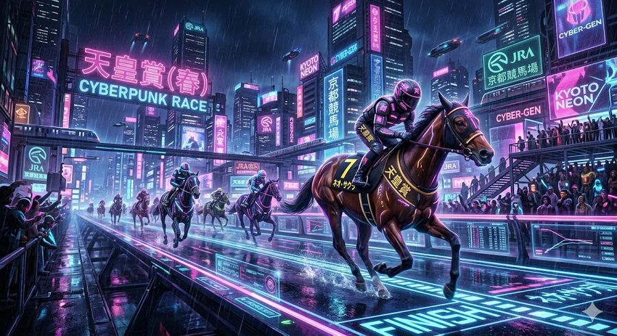 Tenno Sho Cyberpunk Illustration — Nano Banana Pro image prompt example