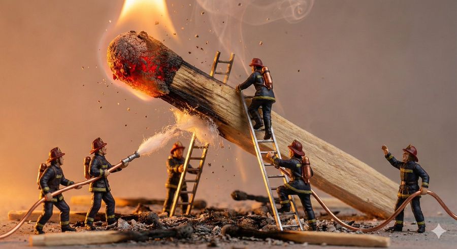 Tiny People Giant Problem Diorama Prompt — Nano Banana Pro image prompt example