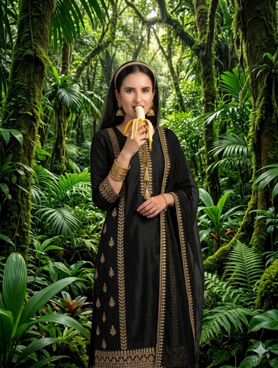 Traditional South Asian Jungle Portrait — Nano Banana Pro image prompt example